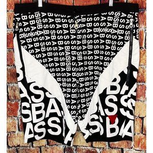 BASS by Ron Bass Black White AOP 2XL Men’s Shorts Zippered Pockets